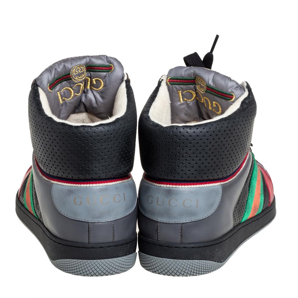 Black Gucci Multicolor Leather Screener High-Top Sneakers Size 45