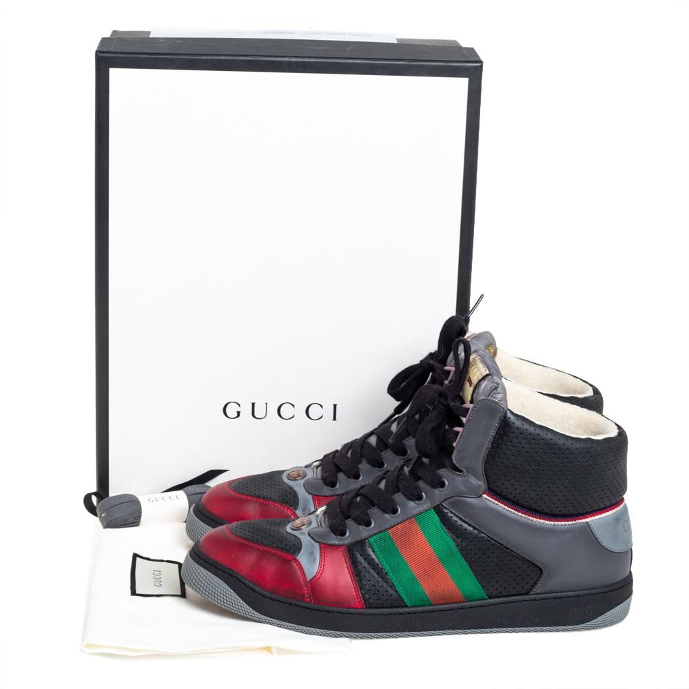 Gucci Multicolor Leather Screener High-Top Sneakers Size 45 1