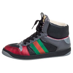 Gucci Multicolor Leather Screener High-Top Sneakers Size 45
