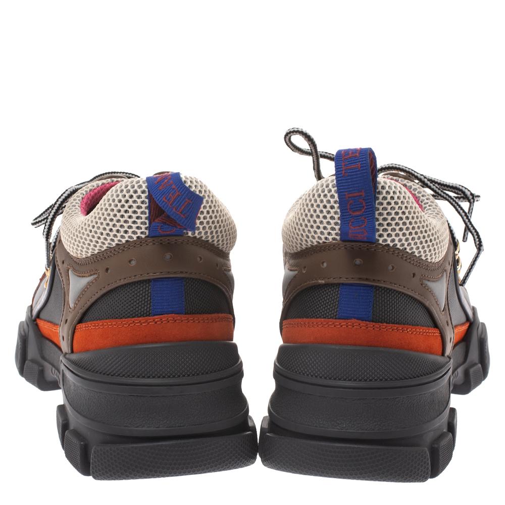 Black Gucci Multicolor Leather, Suede and Mesh Flashtrek Reflective Sneakers Size 40