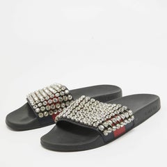 Gucci Mehrfarbiges Leder Sylvie Web Akzent flache Schienen Größe 39