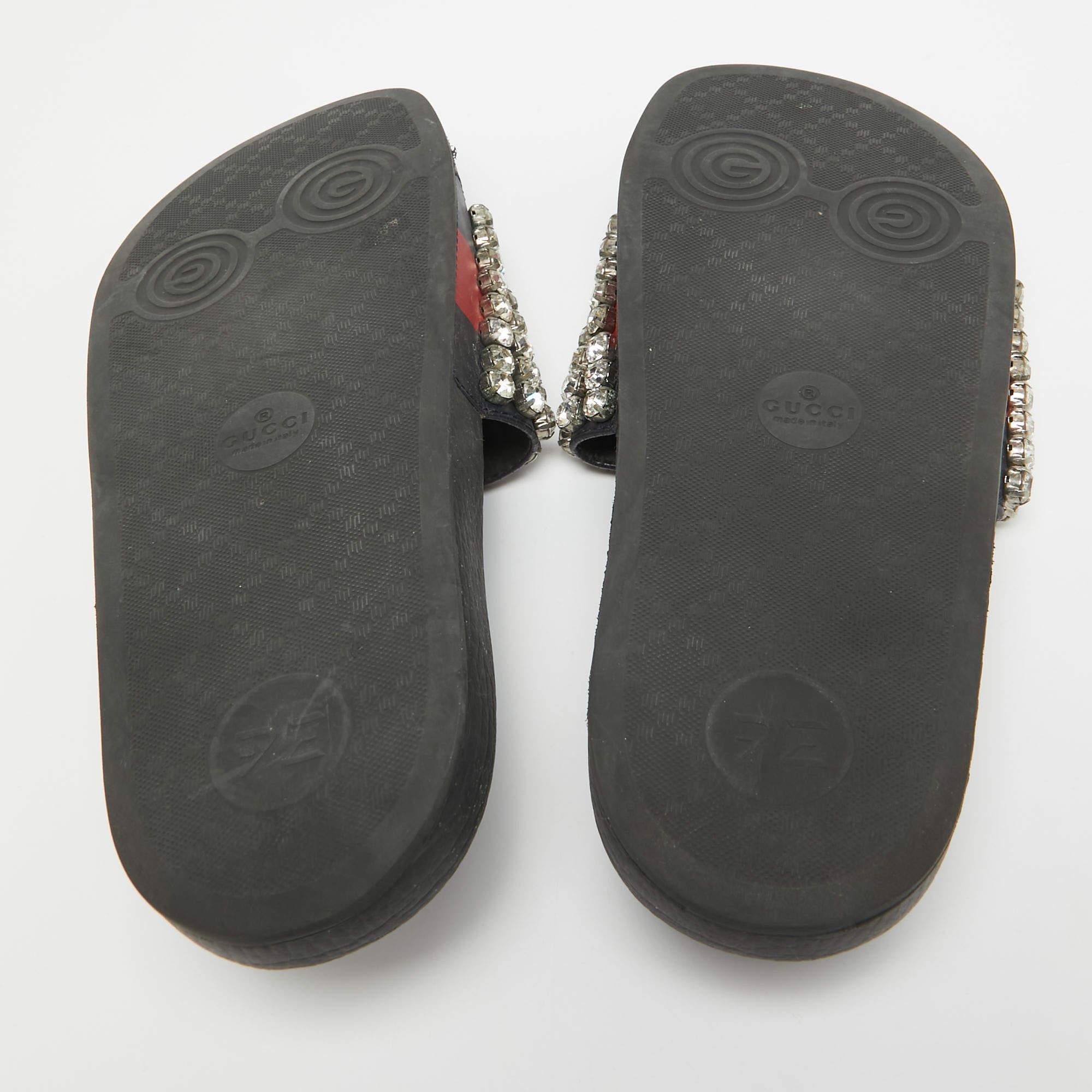 Gucci Multicolor Leather Sylvie Web Accent Flat Slides Size 39 For Sale 1