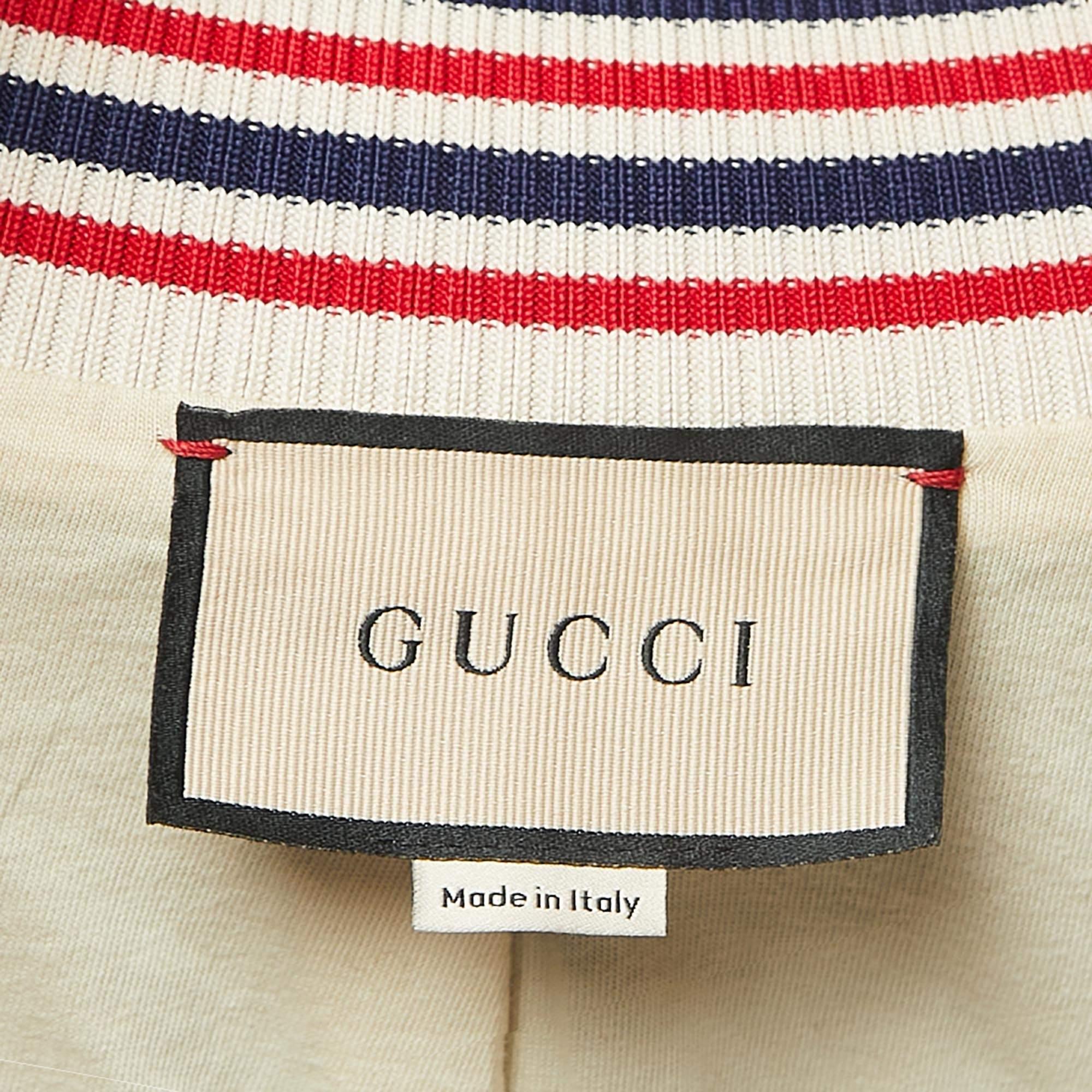 Gucci Mehrfarbiges Sweatshirt mit Logodruck und Webstreifen und detailliertem Reißverschluss vorne XXS im Angebot 2