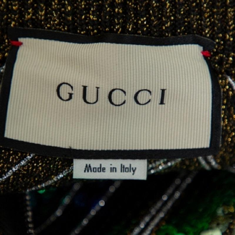 Gucci Multicolor Lurex Knit Chevron Pattern Sequin Embellished Skirt L For Sale 1