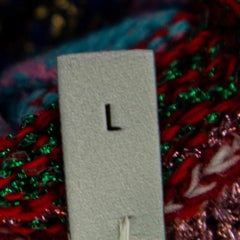 Gucci Multicolor Lurex Knit & Silk Reversible Button Front Cardigan L