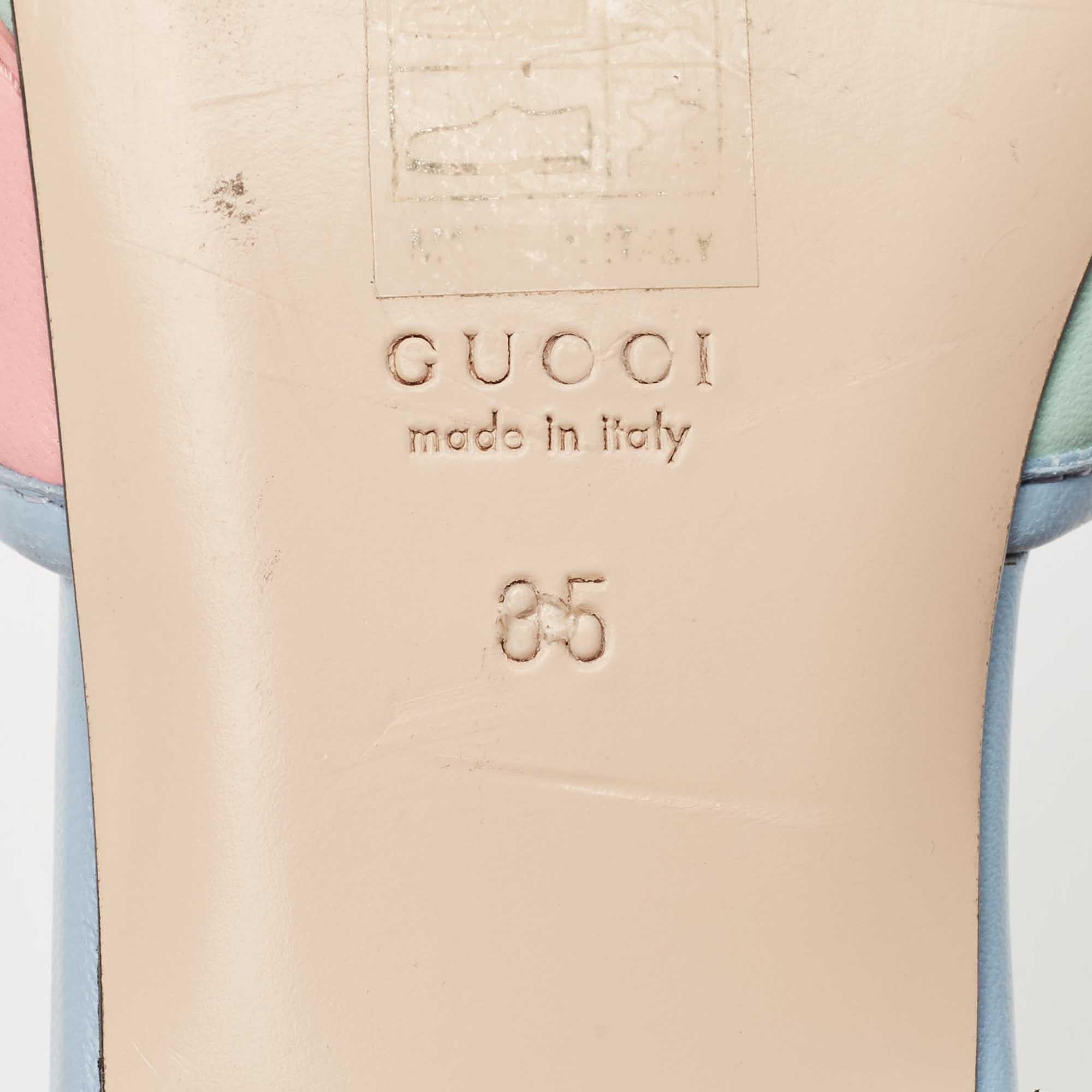 Gucci Multicolor Matelassé Leder GG Marmont Flache Slides Größe 35 im Angebot 3