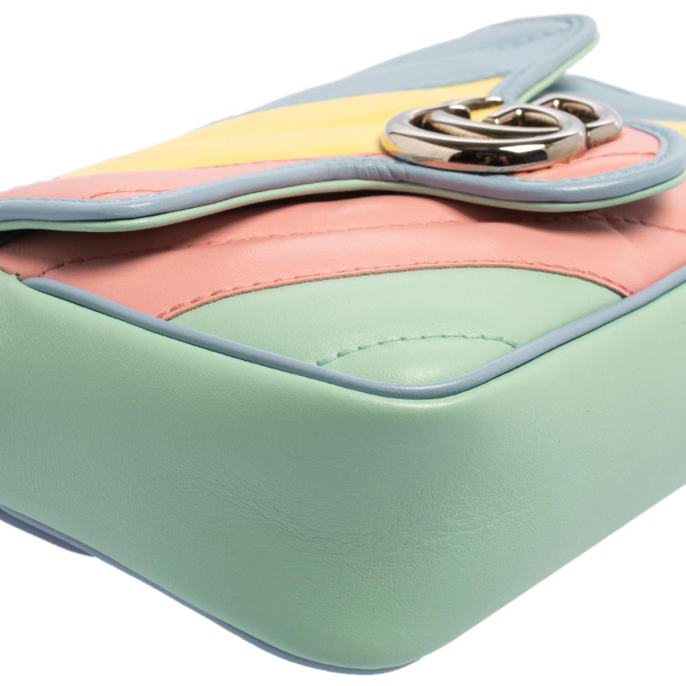 Gucci Multicolor Matelassé Leather Super Mini GG Marmont Crossbody Bag In New Condition In Dubai, Al Qouz 2