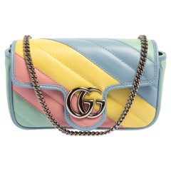Gucci Multicolor Matelassé Leather Super Mini GG Marmont Crossbody Bag