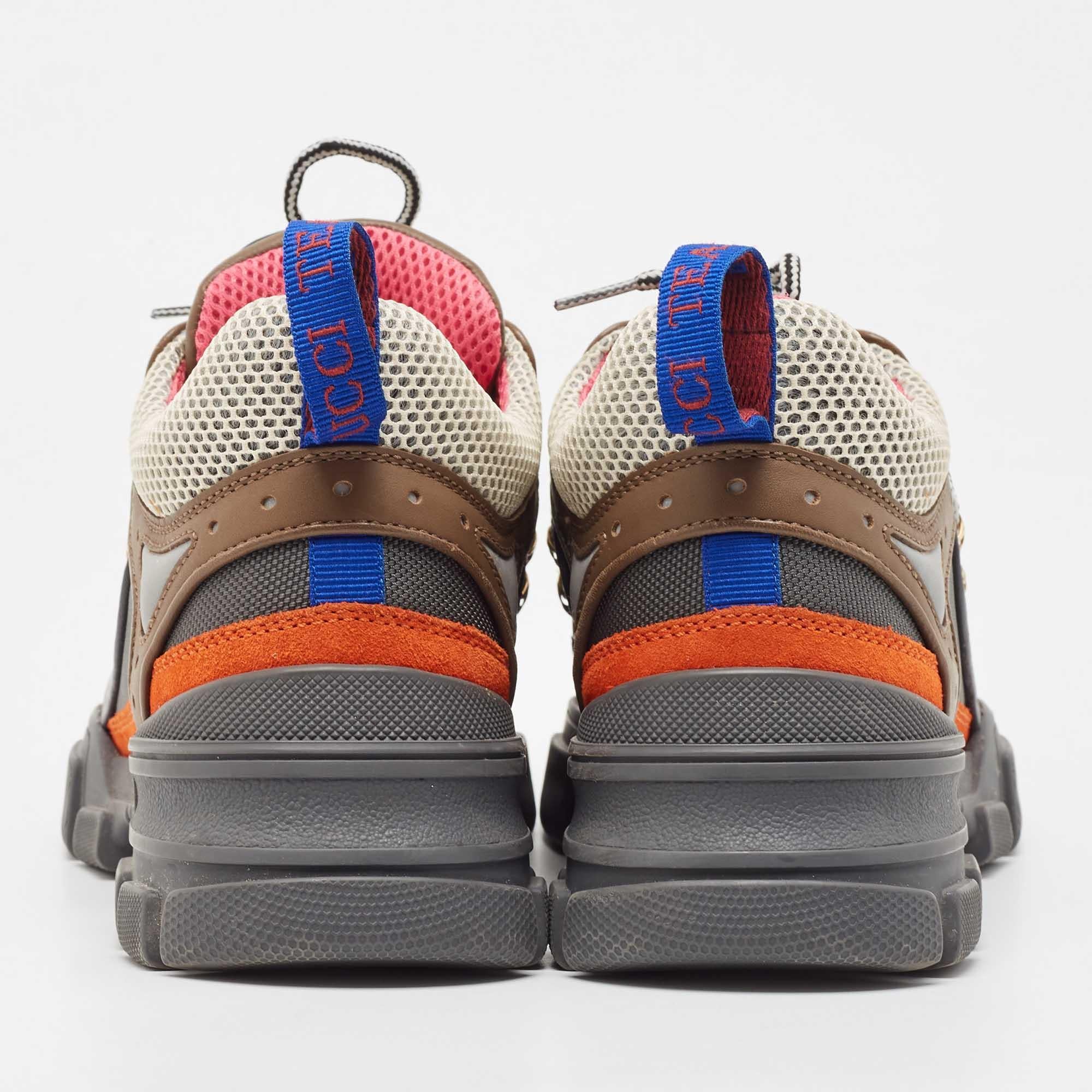 Gucci Multicolor Mesh and Leather Flashtrek Sneakers Size 39 2