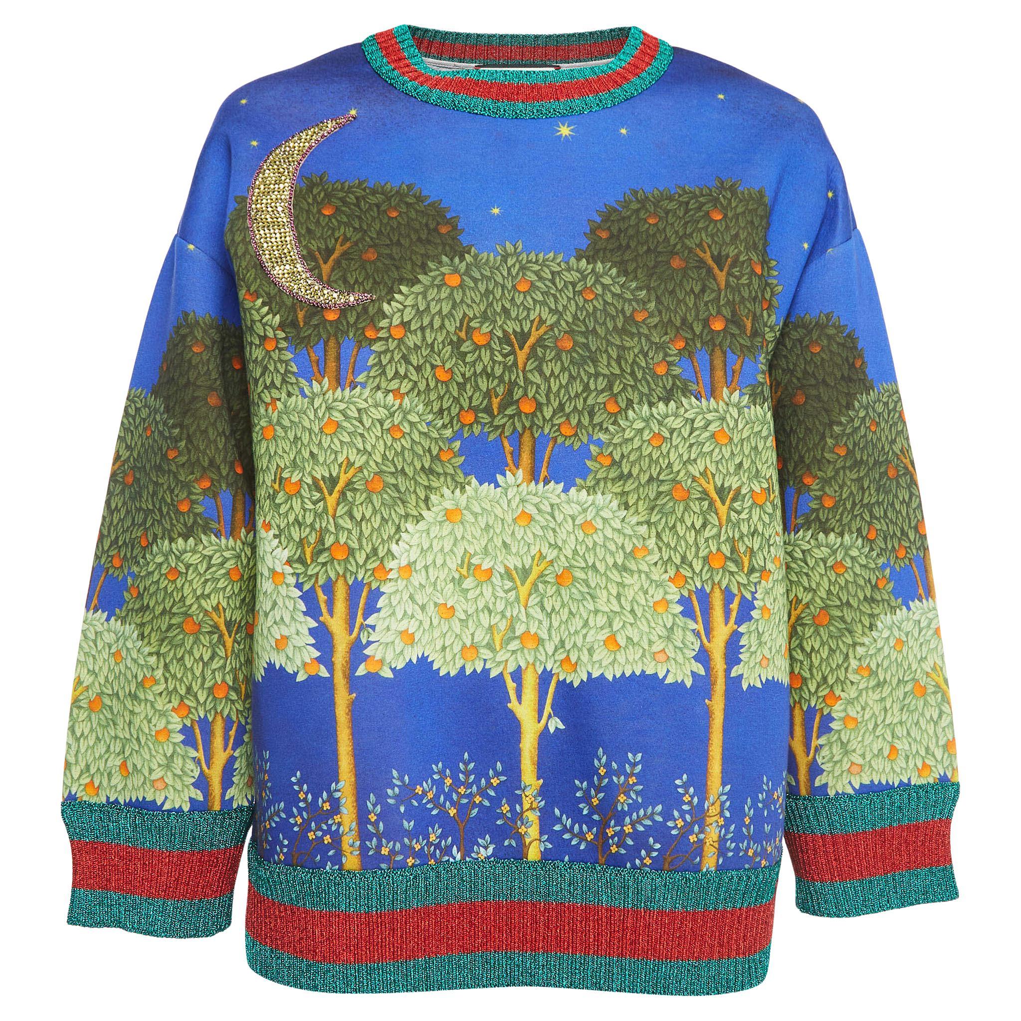 Gucci Multicolor Night Garden Printed Neoprene Sweater L