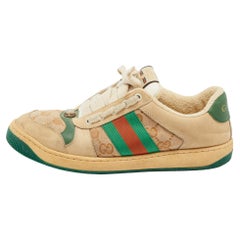 Gucci Multicolor Nubuck Leather and Canvas Screener Sneakers Size 39