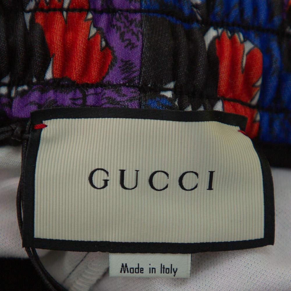 Women's Gucci Multicolor Panther Face Printed Jersey Technical Jogger Pants S