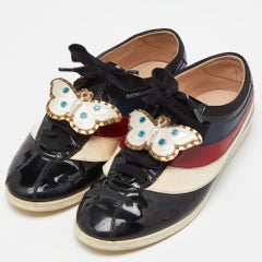 Gucci Multicolor Patent Leather Falacer Butterfly Sneakers Size 38.5