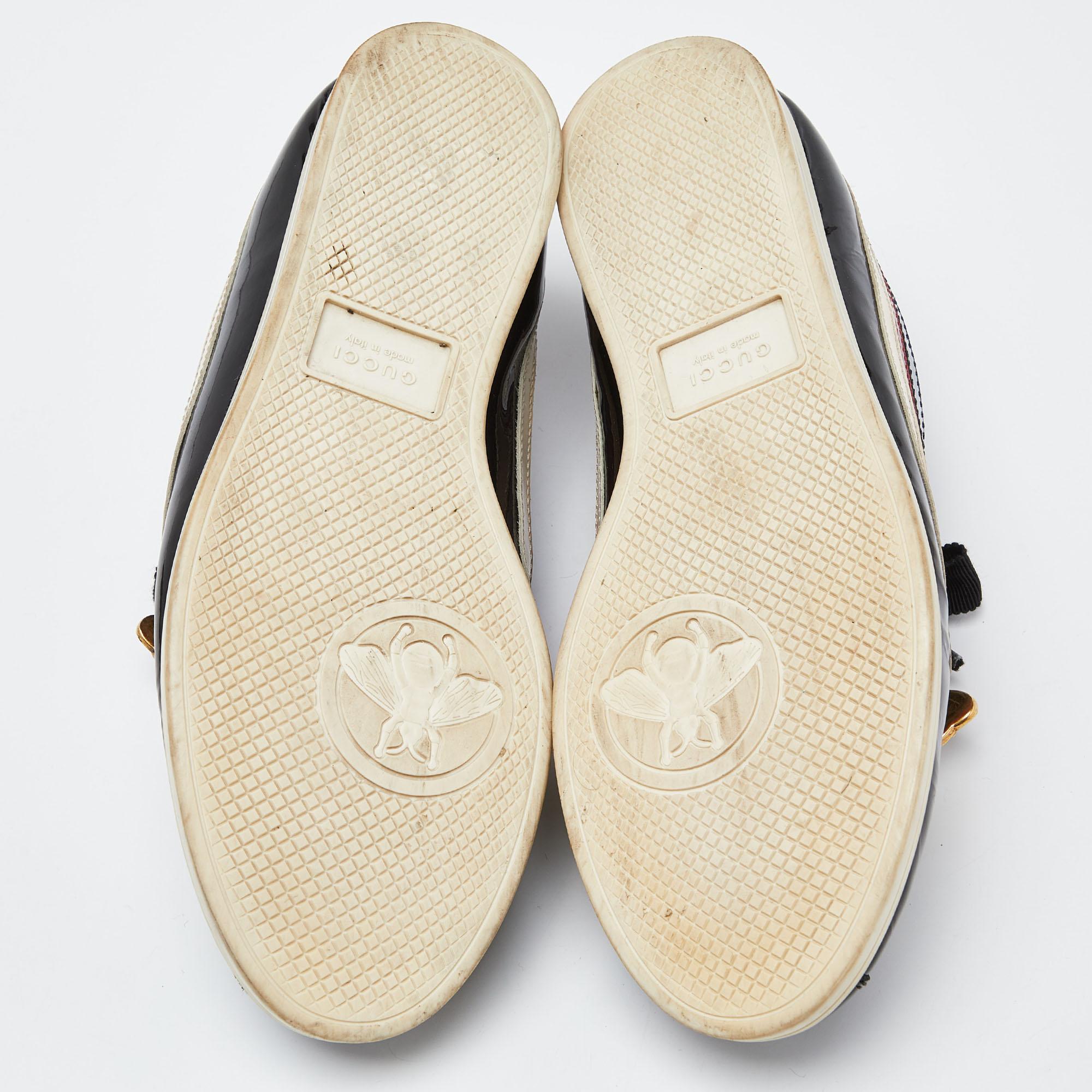 Gucci Baskets Falacer Butterfly en cuir verni multicolore taille 38,5 en vente 1