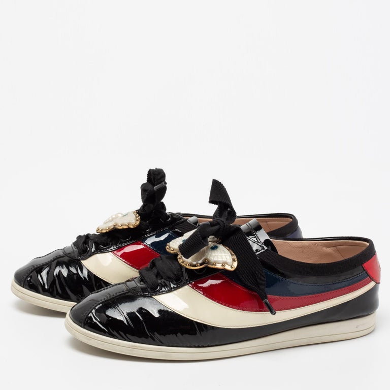 Gucci Multicolor Patent Leather New Ace Butterfly Low-Top Size 38 For at 1stDibs