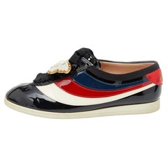Gucci Multicolor Patent Leather New Ace Falacer Butterfly Low Top Sneakers Size 