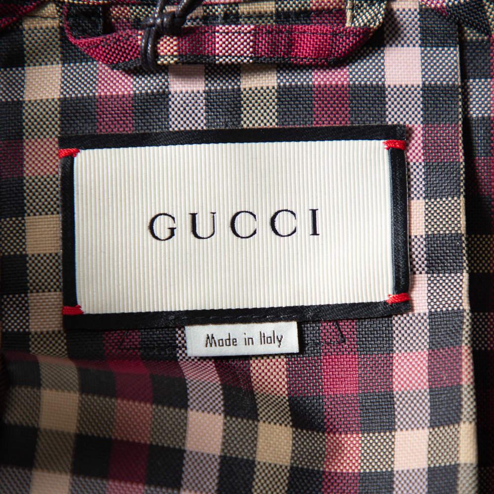 Women's Gucci Multicolor Plaid Canvas Zipper Front Hooded Coat S For Sale