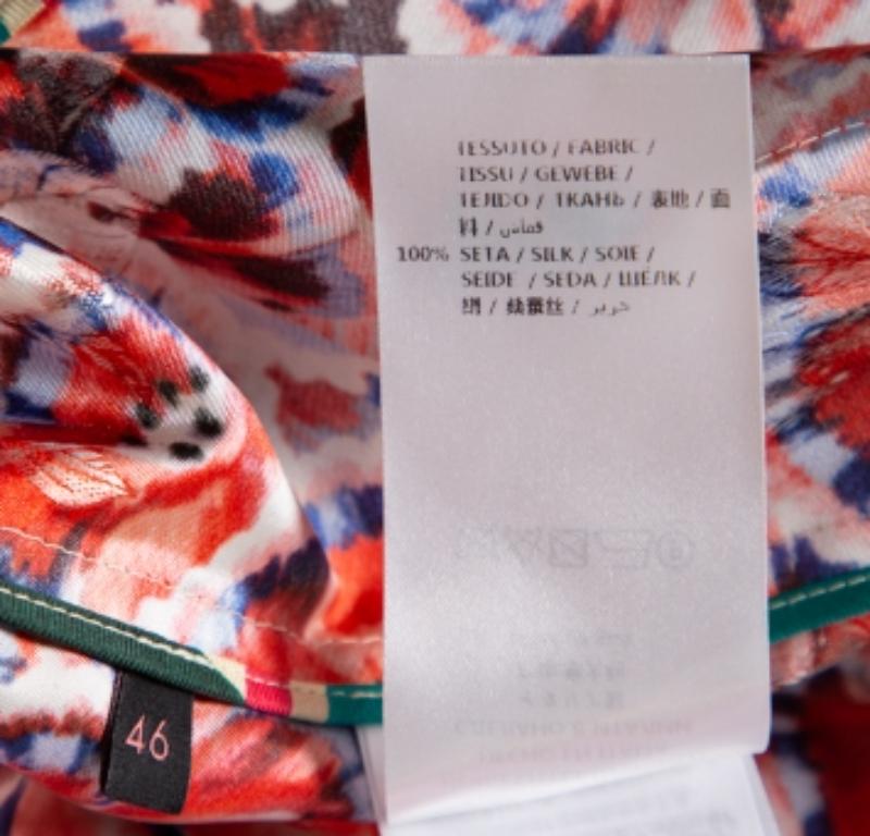 Gucci Multicolor Printed Silk Open Front Coat L In Good Condition For Sale In Dubai, Al Qouz 2