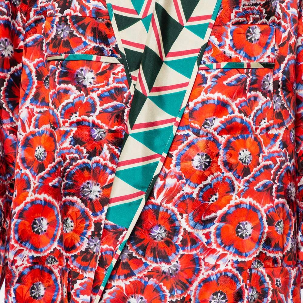 Gucci Multicolor bedruckter Seidenmantel mit offener Front L im Zustand „Neu“ im Angebot in Dubai, Al Qouz 2