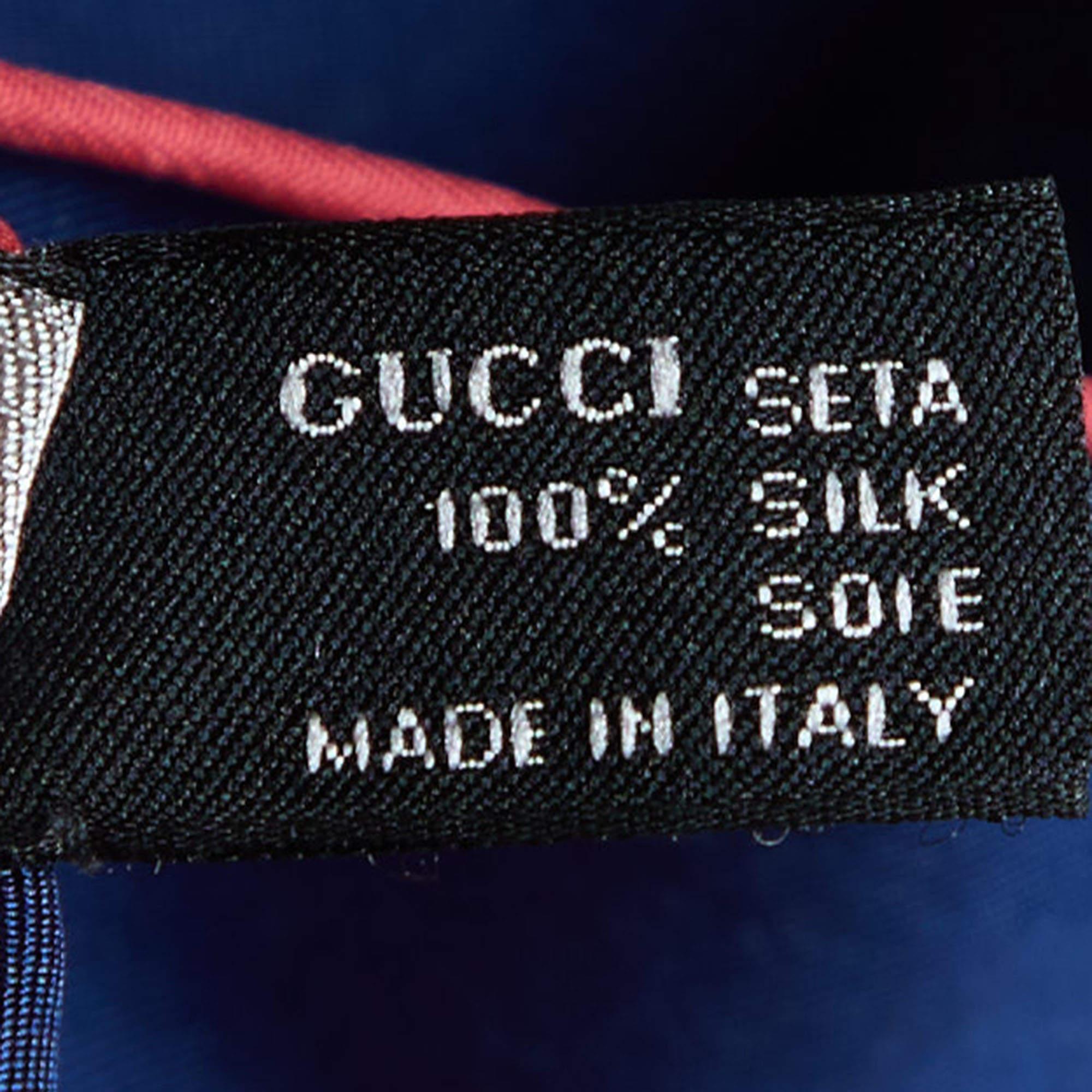Gucci Multicolor Printed Silk Square Scarf In Excellent Condition For Sale In Dubai, Al Qouz 2