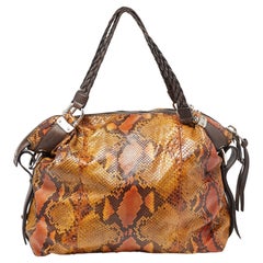 Gucci Multicolor Python and Leather Bamboo Bar Shoulder Bag