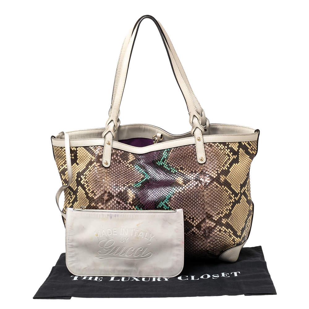 Gucci Multicolor Python and Leather Craft Tote 11