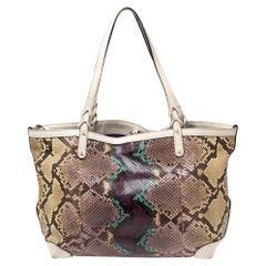 Gucci Multicolor Python and Leather Craft Tote