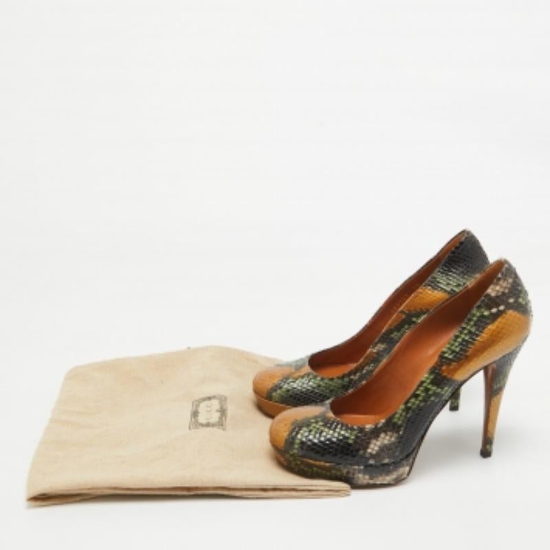 Gucci Multicolor Python Betty Platform Pumps Size 38 For Sale 3