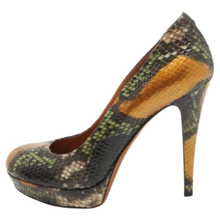 Gucci Python Pumps New Gucci 90th Anniversary Ad Runway Python Skakeskin Pump Heels Sz 39 ...