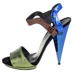 Gucci Multicolor Python Leather Liberty Open-Toe Ankle-Strap Sandals Size 41