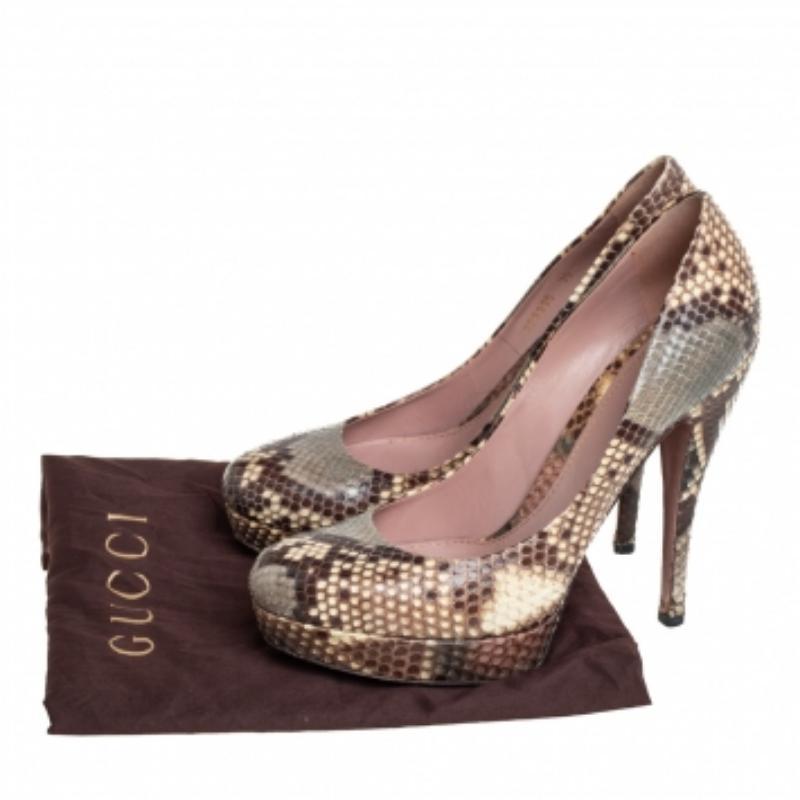 Gucci Multicolor Python Lisbeth Platform Pumps Size 39 For Sale 3