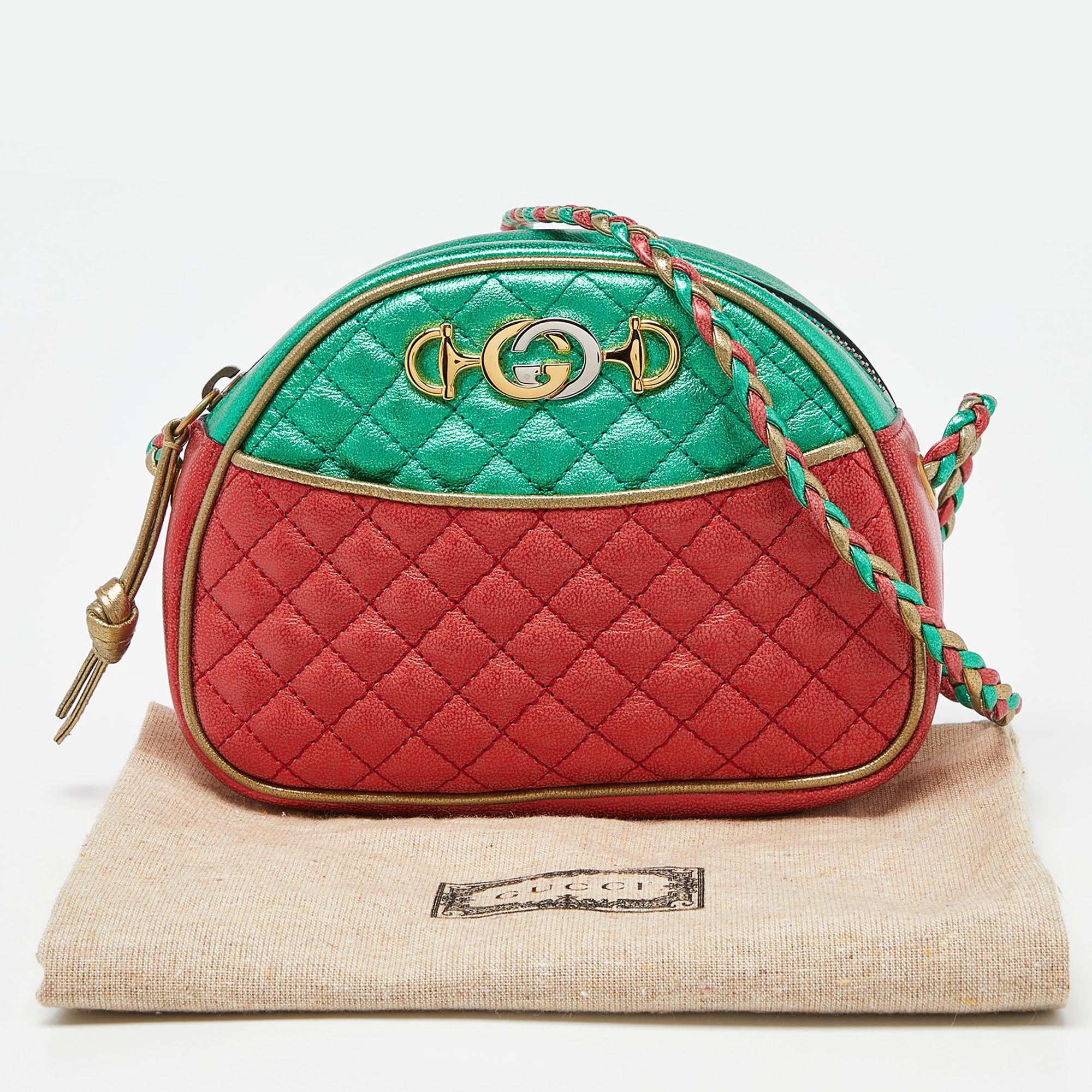Mehrfarbige Mini Trapuntata Umhängetasche aus gestepptem Leder von Gucci im Angebot 8