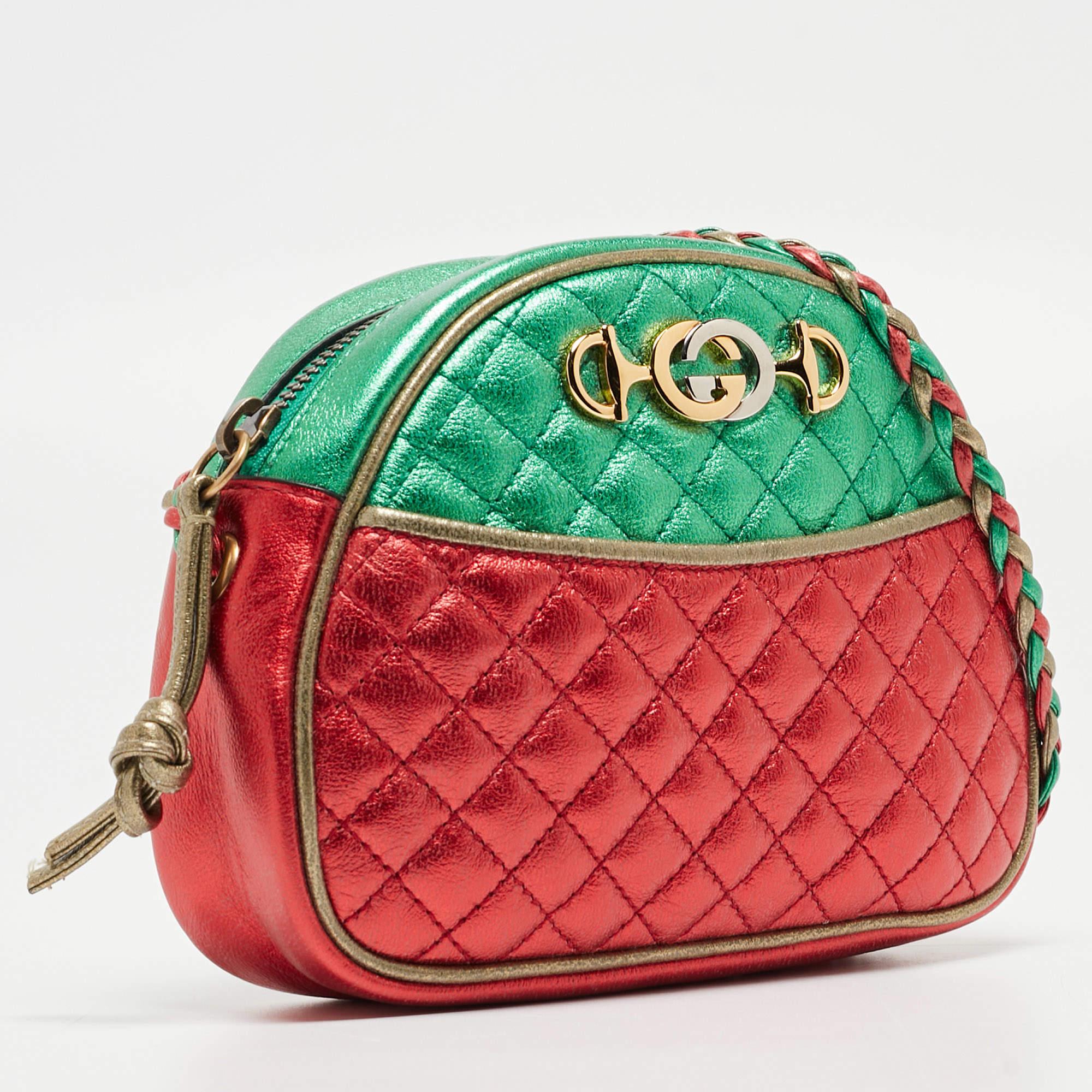 Gucci Multicolor Quilted Leather Mini Trapuntata Crossbody Bag In Good Condition In Dubai, Al Qouz 2
