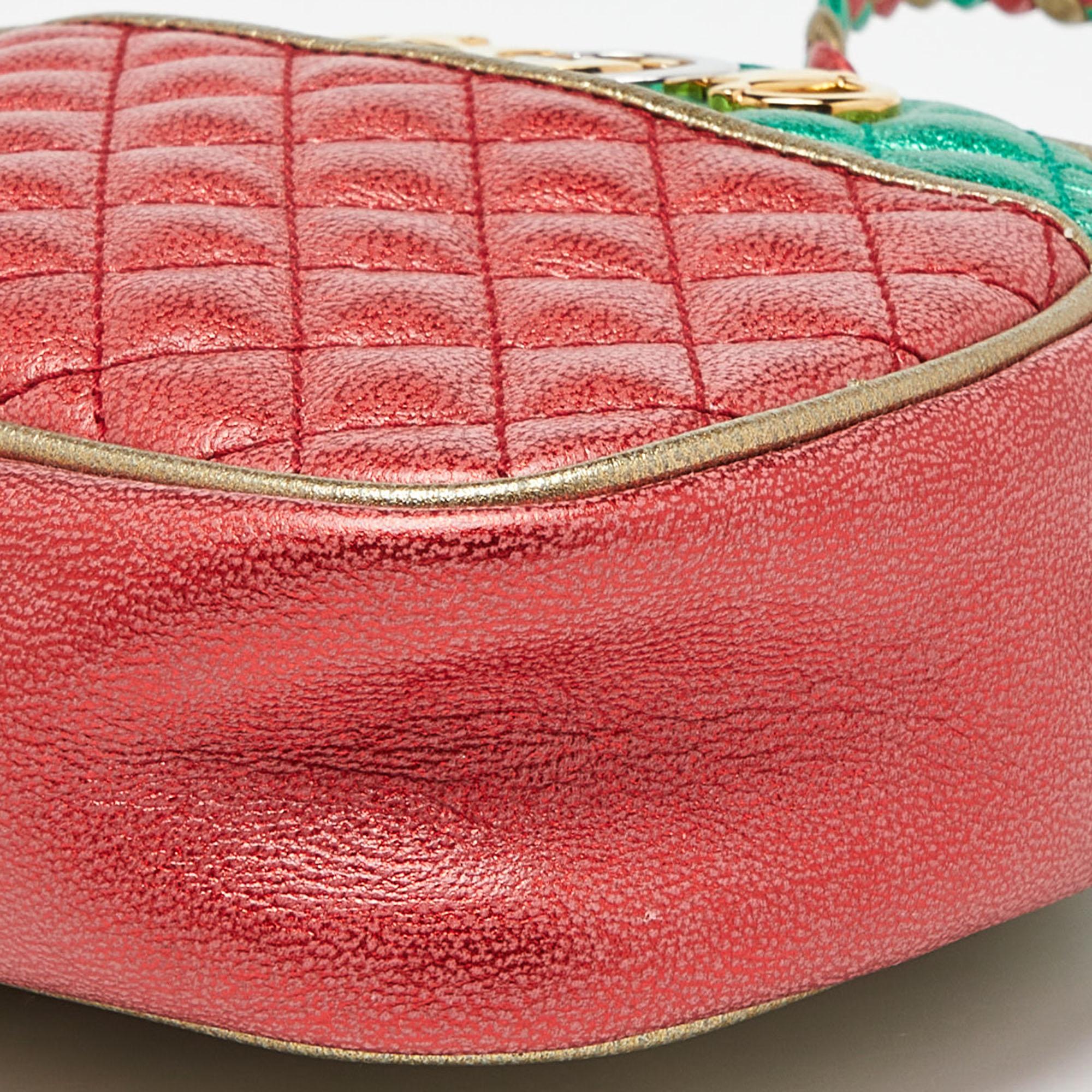 Mehrfarbige Mini Trapuntata Umhängetasche aus gestepptem Leder von Gucci im Angebot 2
