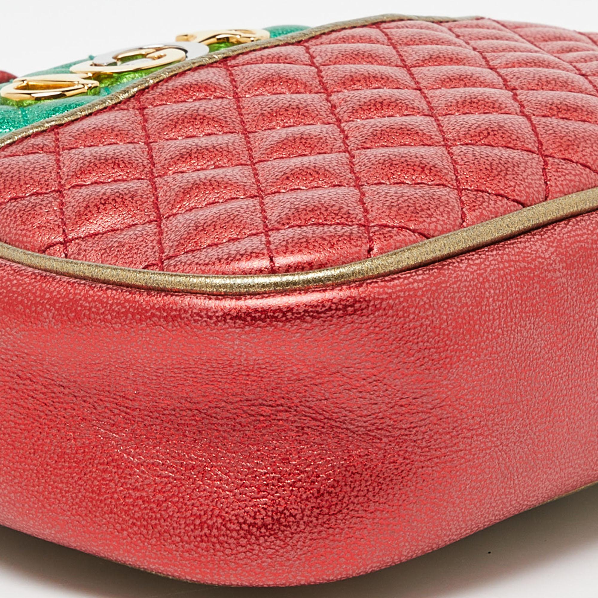 Mehrfarbige Mini Trapuntata Umhängetasche aus gestepptem Leder von Gucci im Angebot 3