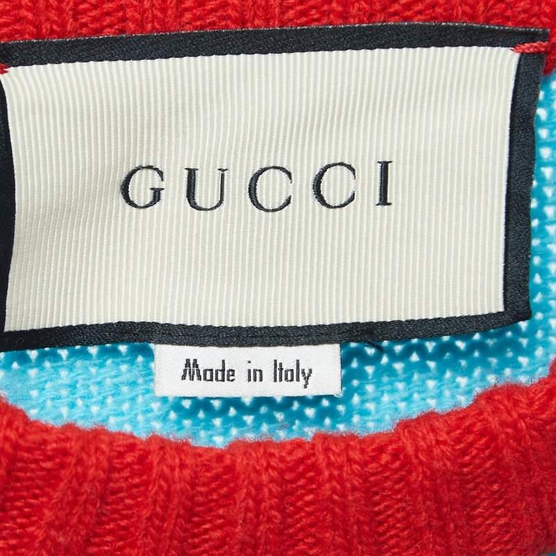 Pull en laine Intarsia de lapin multicolore Gucci S Bon état - En vente à Dubai, Al Qouz 2