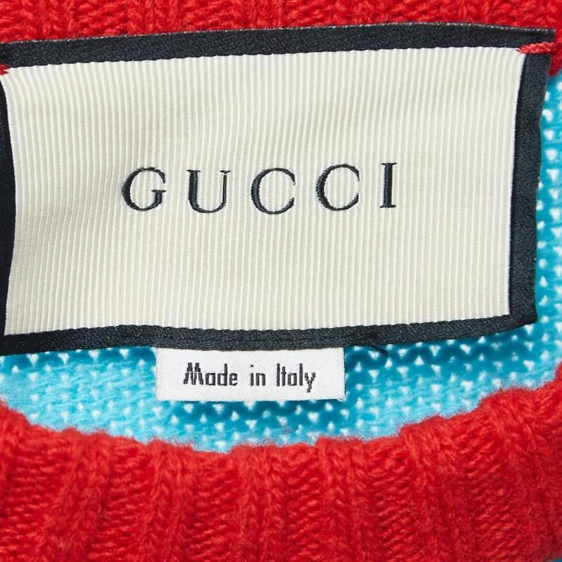 Mehrfarbiger Wollpullover mit Kaninchen-Intarsien von Gucci S im Angebot 2
