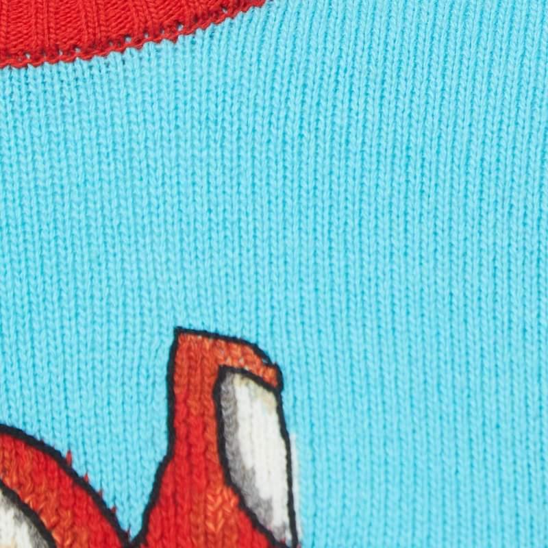 Pull en laine Intarsia de lapin multicolore Gucci S en vente 3