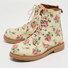 Gucci Multicolor Rose Print Supreme Canvas Ankle Boots Size 33