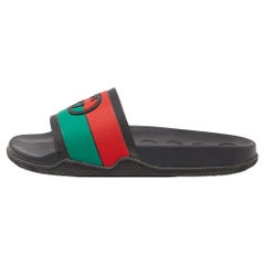 Gucci Multicolor Rubber Web Accent Rubber Slides Size 40