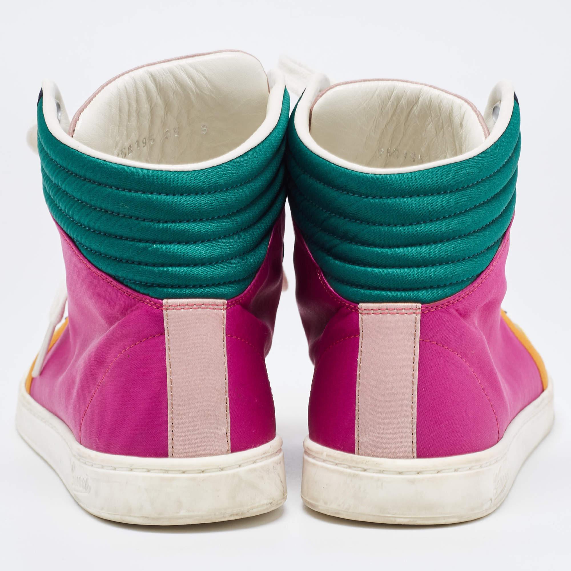 Gucci Multicolor Satin Coda High Top Sneakers Size 35 For Sale 4