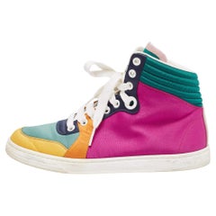 Used Gucci Multicolor Satin Coda High Top Sneakers Size 35