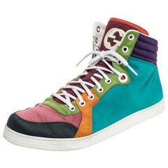 Gucci Multicolor Satin Coda High Top Sneakers Size 42.5