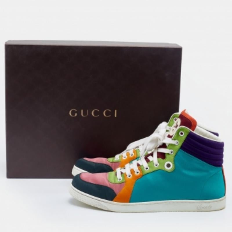 Gucci Mehrfarbige Coda High Top-Turnschuhe aus Satin Größe 43 Herren im Angebot