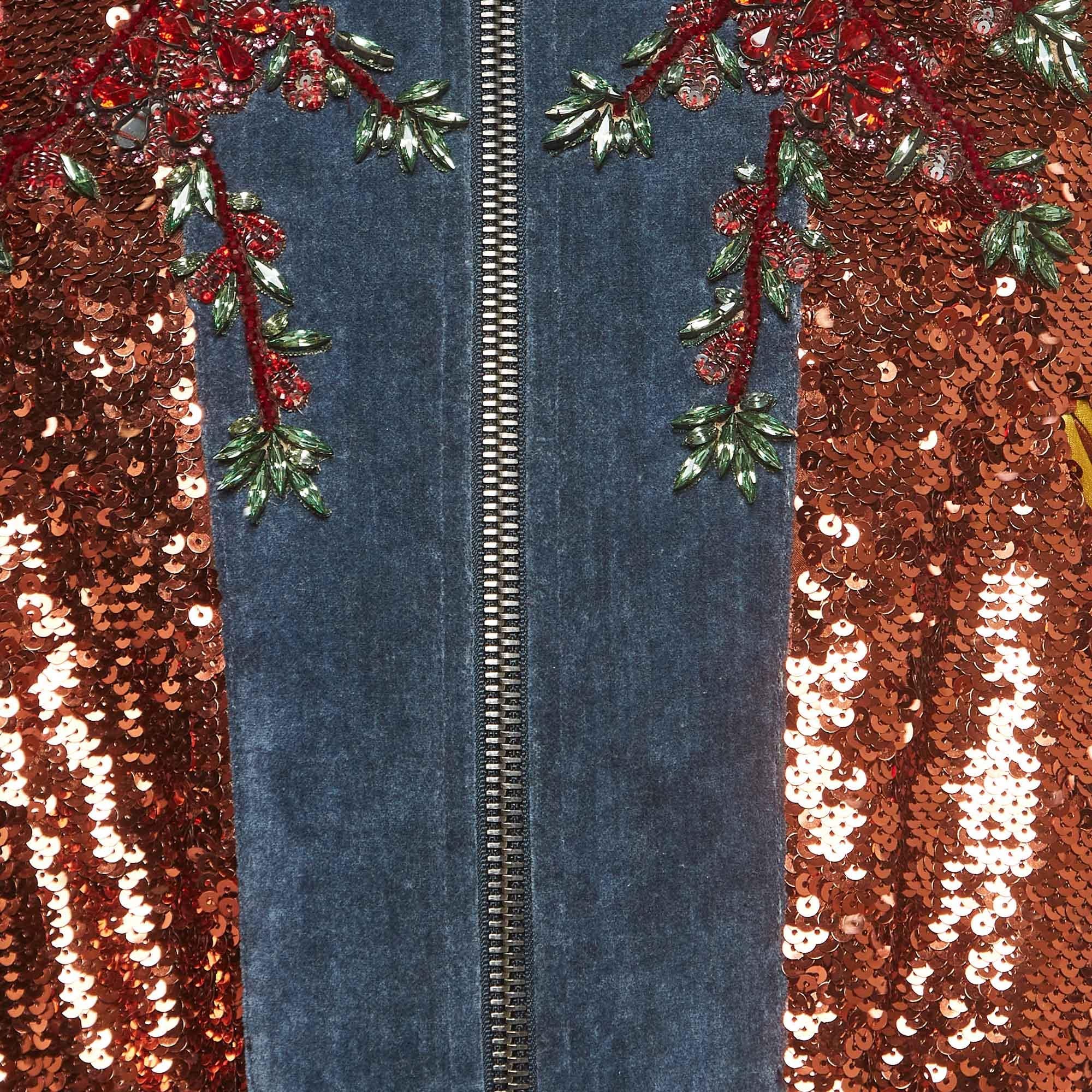 Women's Gucci Multicolor Sequined Embroidered Bomber Jacket M