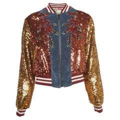 Gucci Multicolor Sequined Embroidered Bomber Jacket M