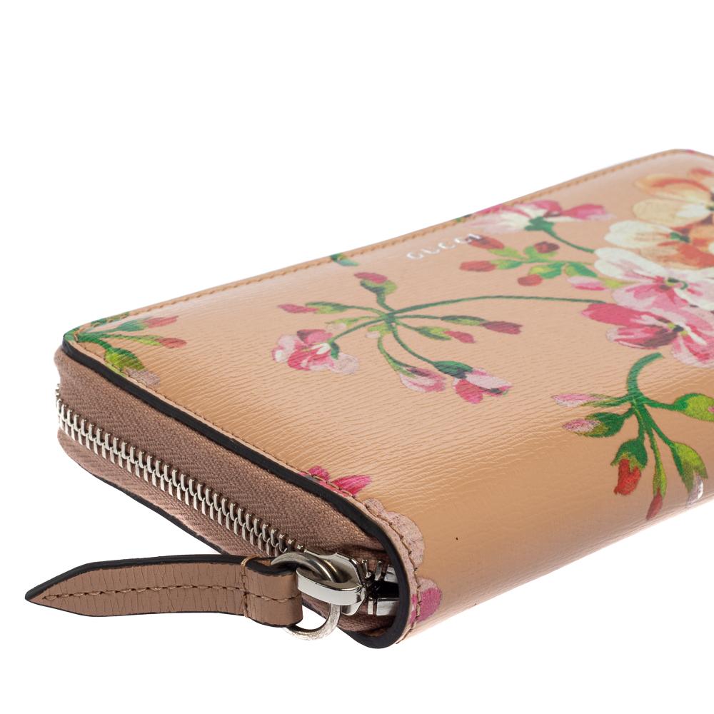 Gucci Multicolor Shanghai Blooms Print Leder Zip um Brieftasche 5