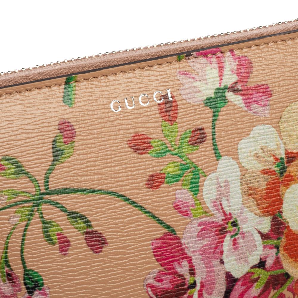 Gucci Multicolor Shanghai Blooms Print Leder Zip um Brieftasche 1