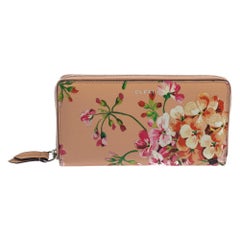 Gucci Multicolor Shanghai Blooms Print Leather Zip Around Wallet