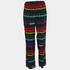 Gucci Multicolor Signature Printed Silk Trousers M